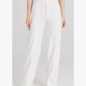 FRAME Braided Waistband Wide Leg Jeans (Au Natural Clean color)
